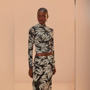 Farm Rio Black Bossa Banana Tulle Blouse